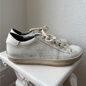 P448 White Perforated Low-Top Sneakers Size 39